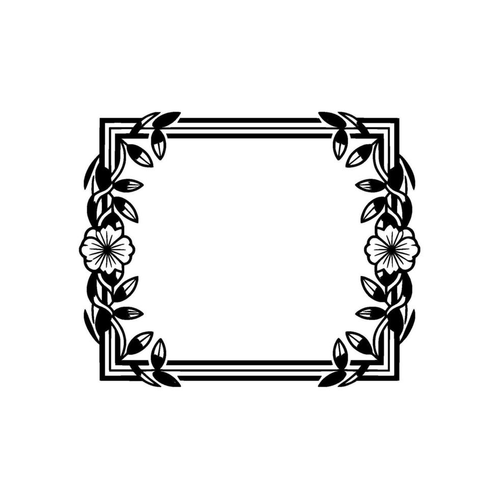 Elegant Floral Frame, Vintage Botanical Illustration, Square vector