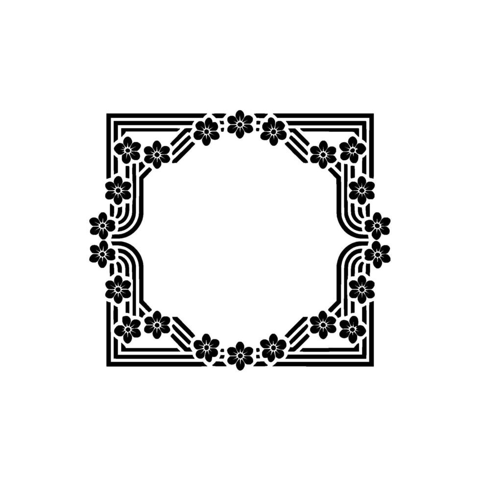 Elegant Floral Square Frame, Japanese Inspired, Decorative vector