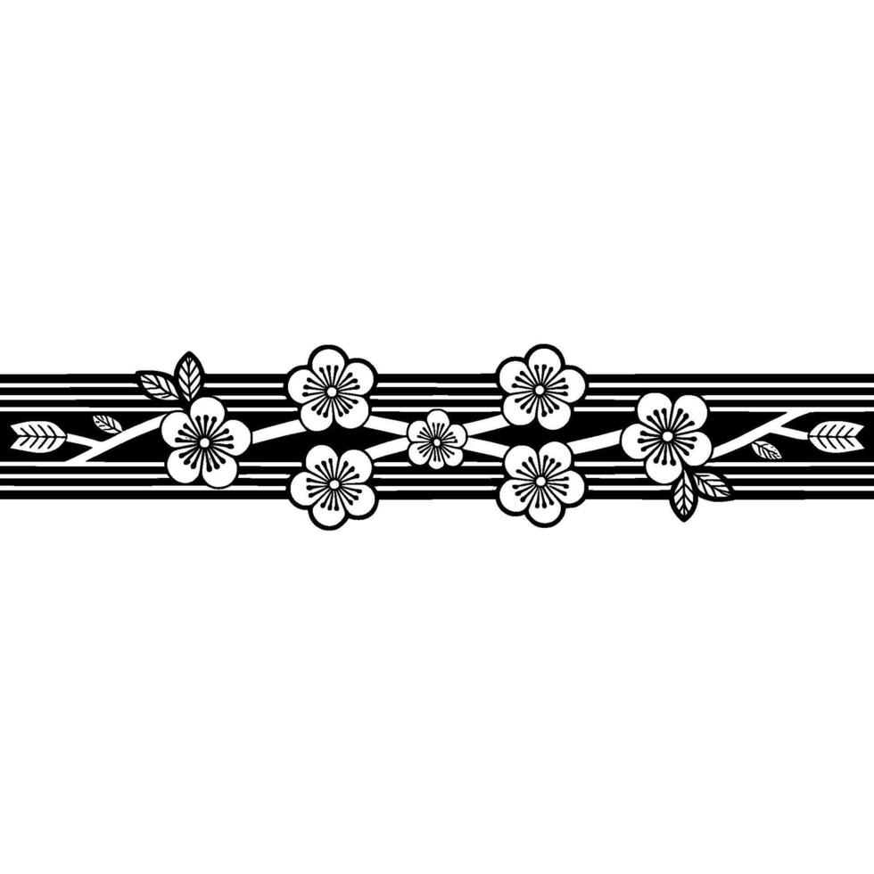 Elegant Japanese Blossom Border, Minimalist, Pattern vector