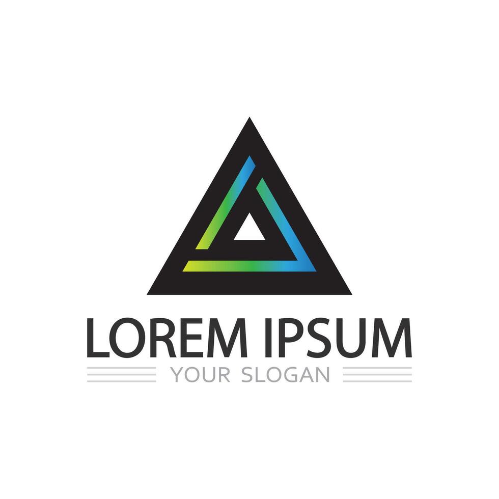 Illuminated Triangle Logo with Prismatic Spectrum Color Illustration vector