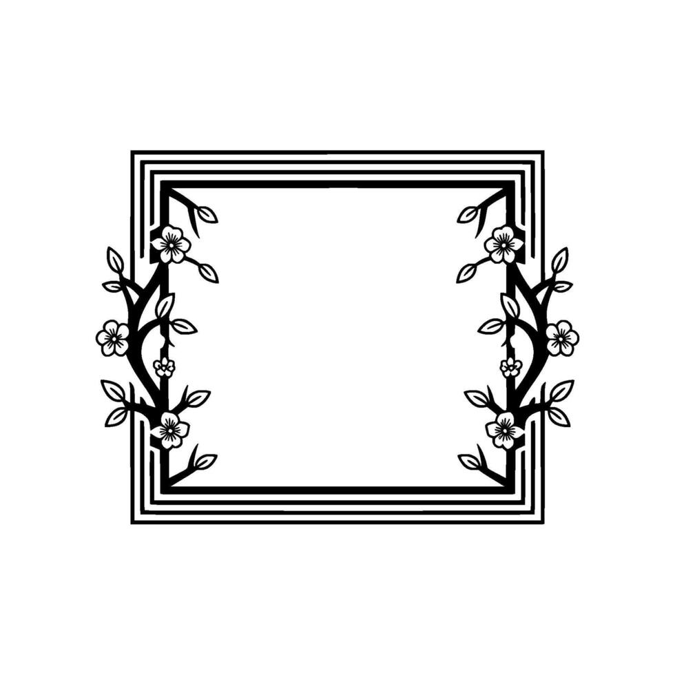 Elegant Floral Frame, Minimalist, Branch vector
