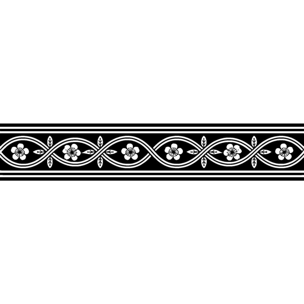 Elegant Japanese Blossom Border, Traditional, Decorative vector