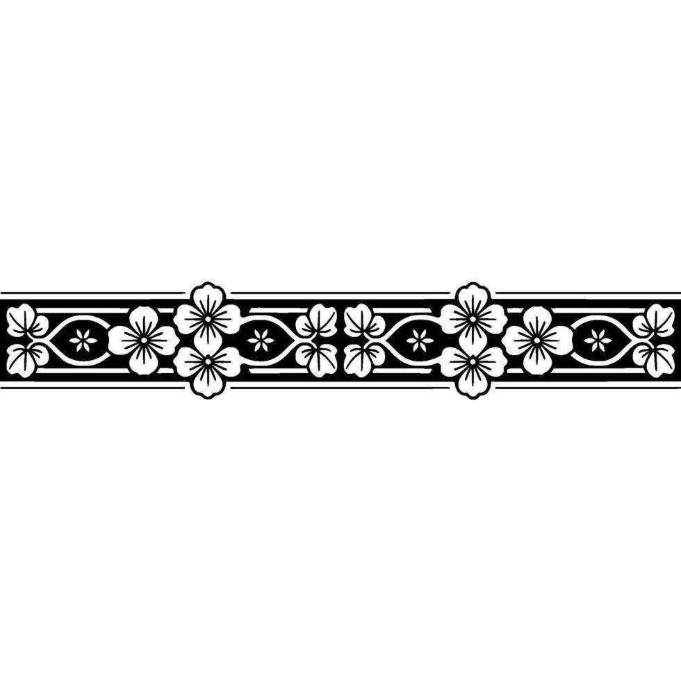 Elegant Floral Border, Vintage , Black and White, Symmetry vector