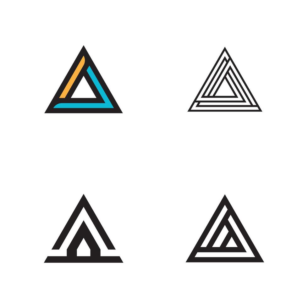 Triangle monoline logo design with bold lines for creative digital marketing agency vector