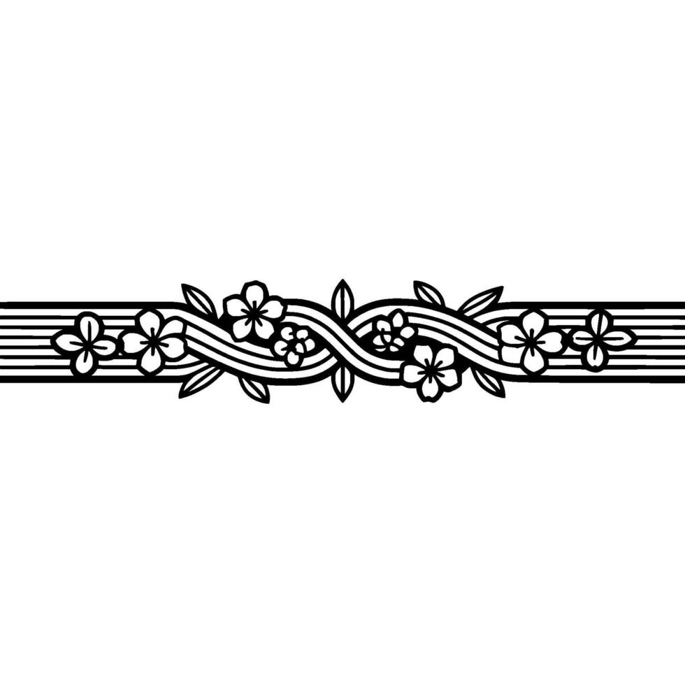 Elegant Floral Border, Minimalist , Decorative Element, Line vector