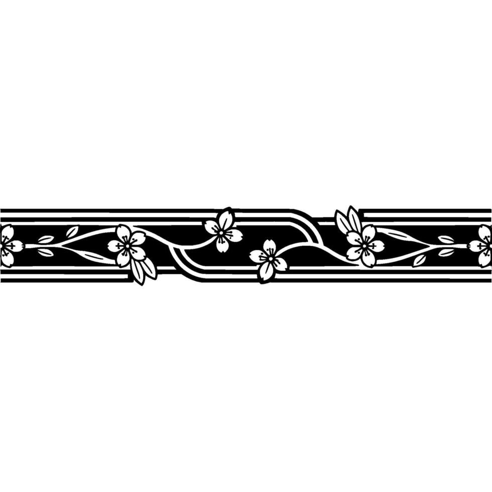 Elegant Japanese Cherry Blossom Border, Art Nouveau vector