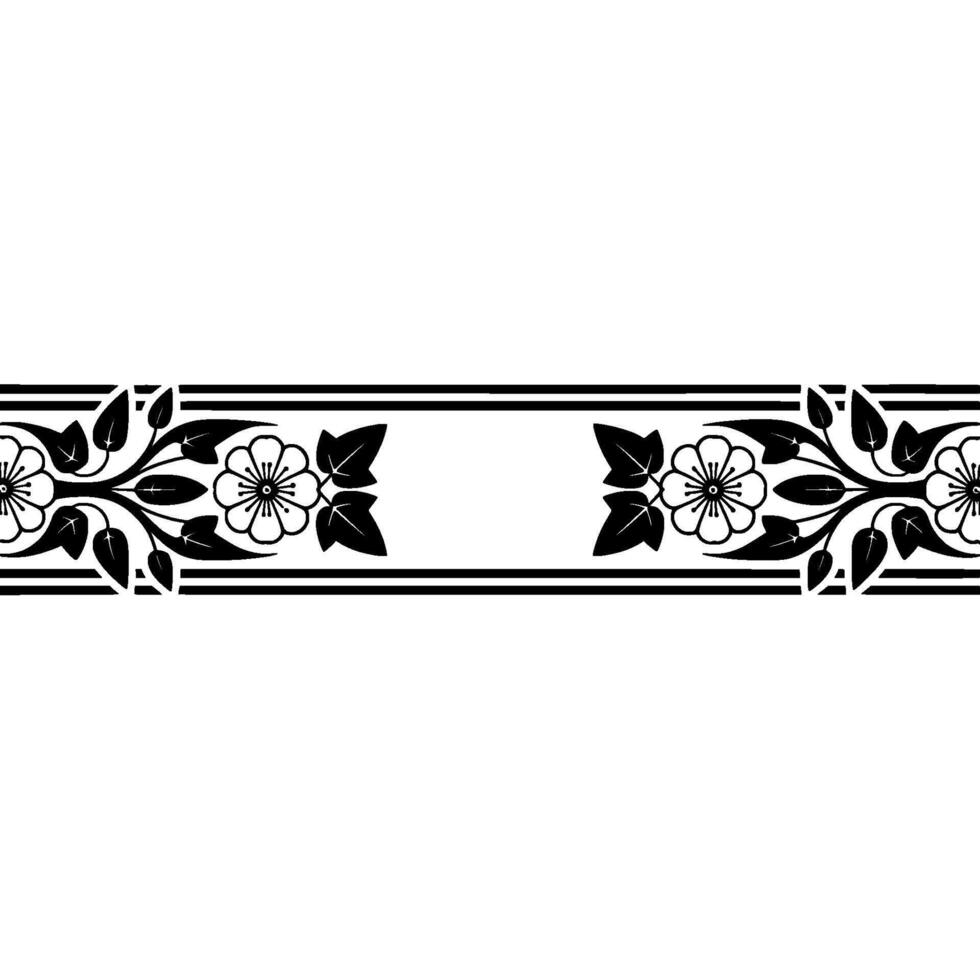 Art Nouveau Floral Border, Elegant Decorative Element, Foliage vector