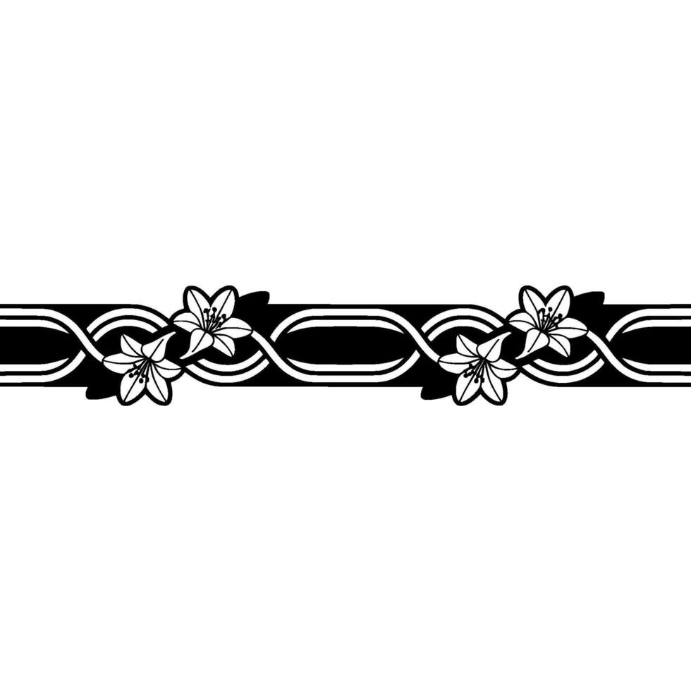 Elegant Floral Border, Japanese-Inspired, Lily vector