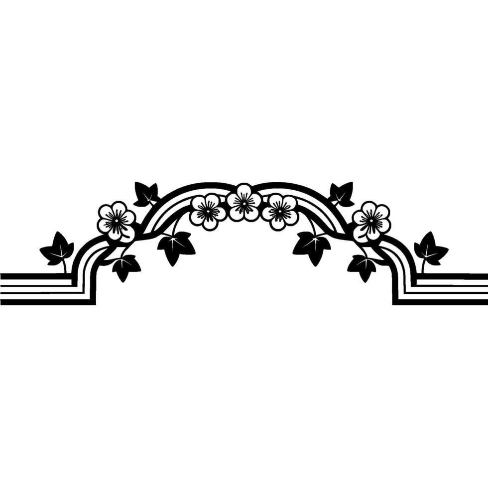 Art Deco Floral Arch Elegant Black and White vector