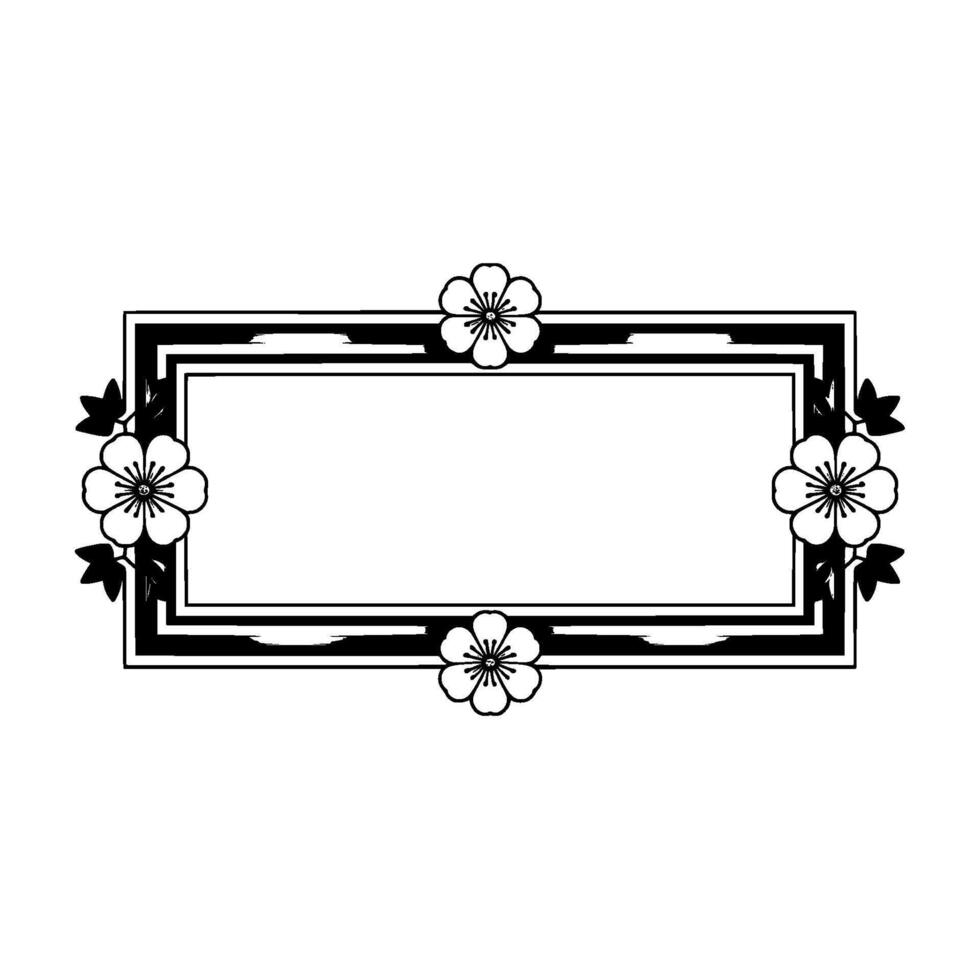 Elegant Floral Frame, Minimalist , Japanese Influence, Cherry vector