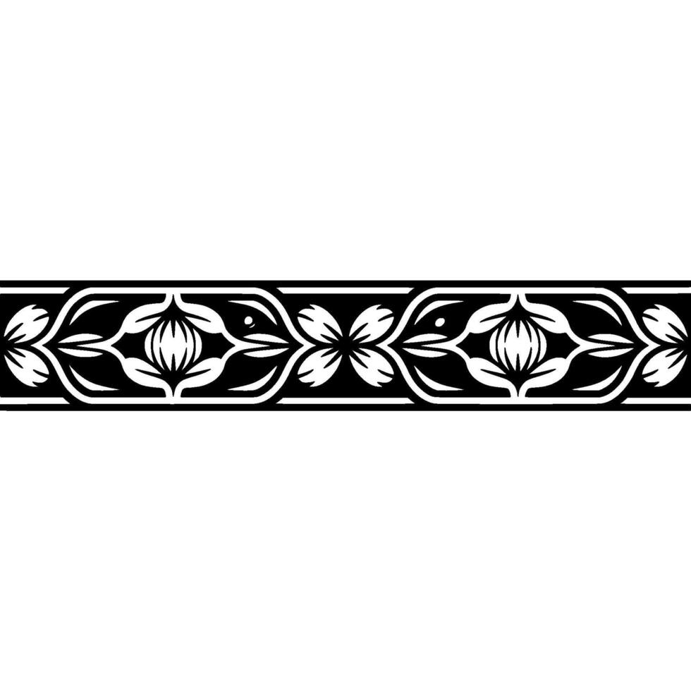 Art Nouveau Floral Border, Elegant Decorative Element, Botanical vector