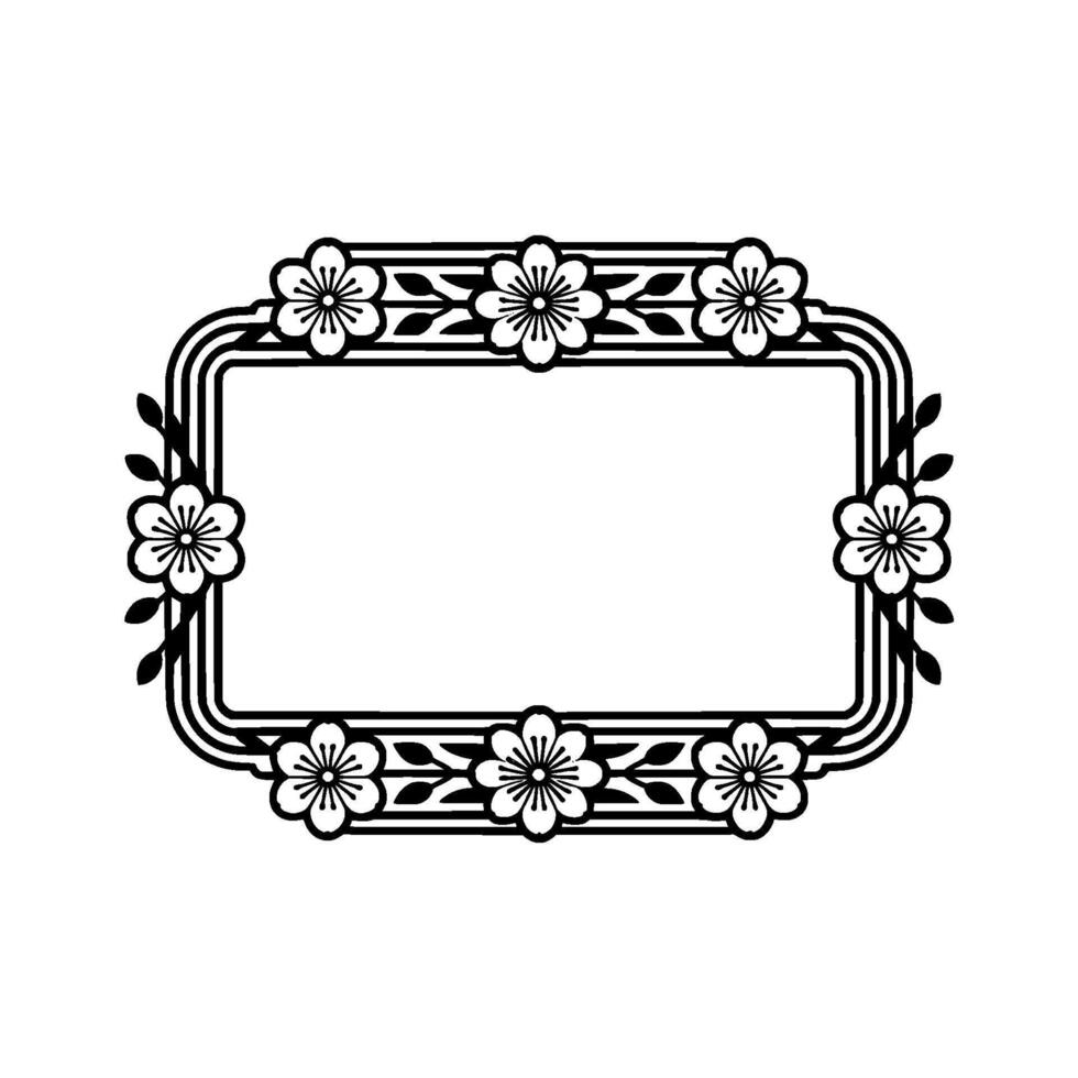 Elegant Floral Frame, Japanese Inspired - Blossom vector