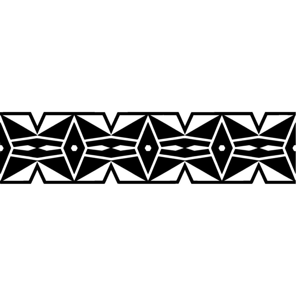 Geometric Tribal Border, Black White Pattern - Decorative vector