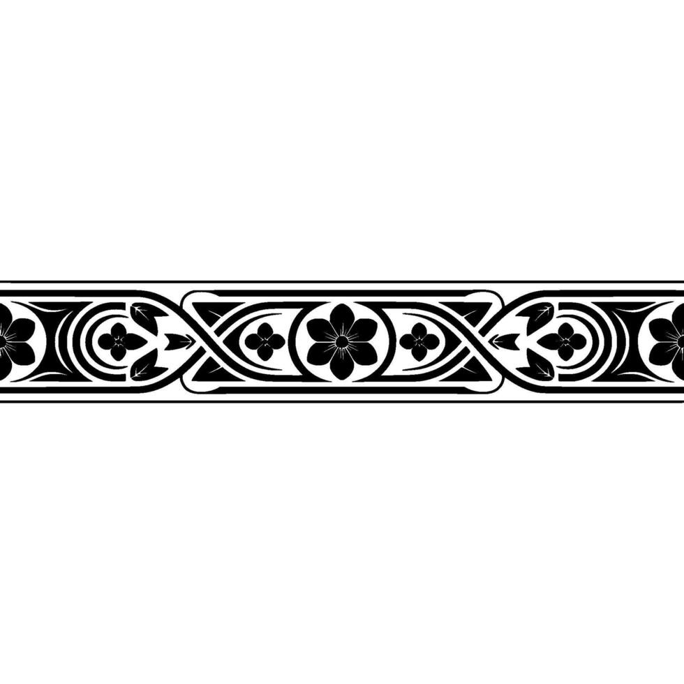 Intricate Black Floral Border, Vintage - Art nouveau vector