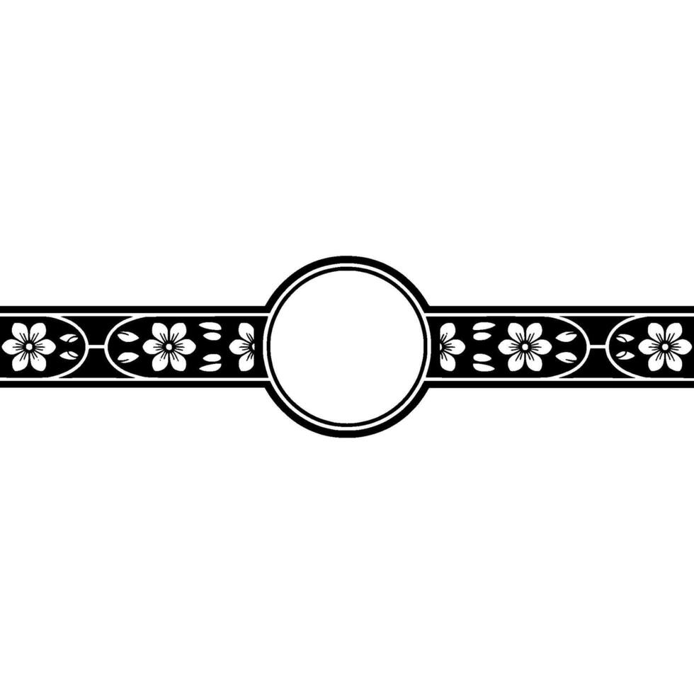 Elegant Floral Border, Circular Focal Point, Japanese vector