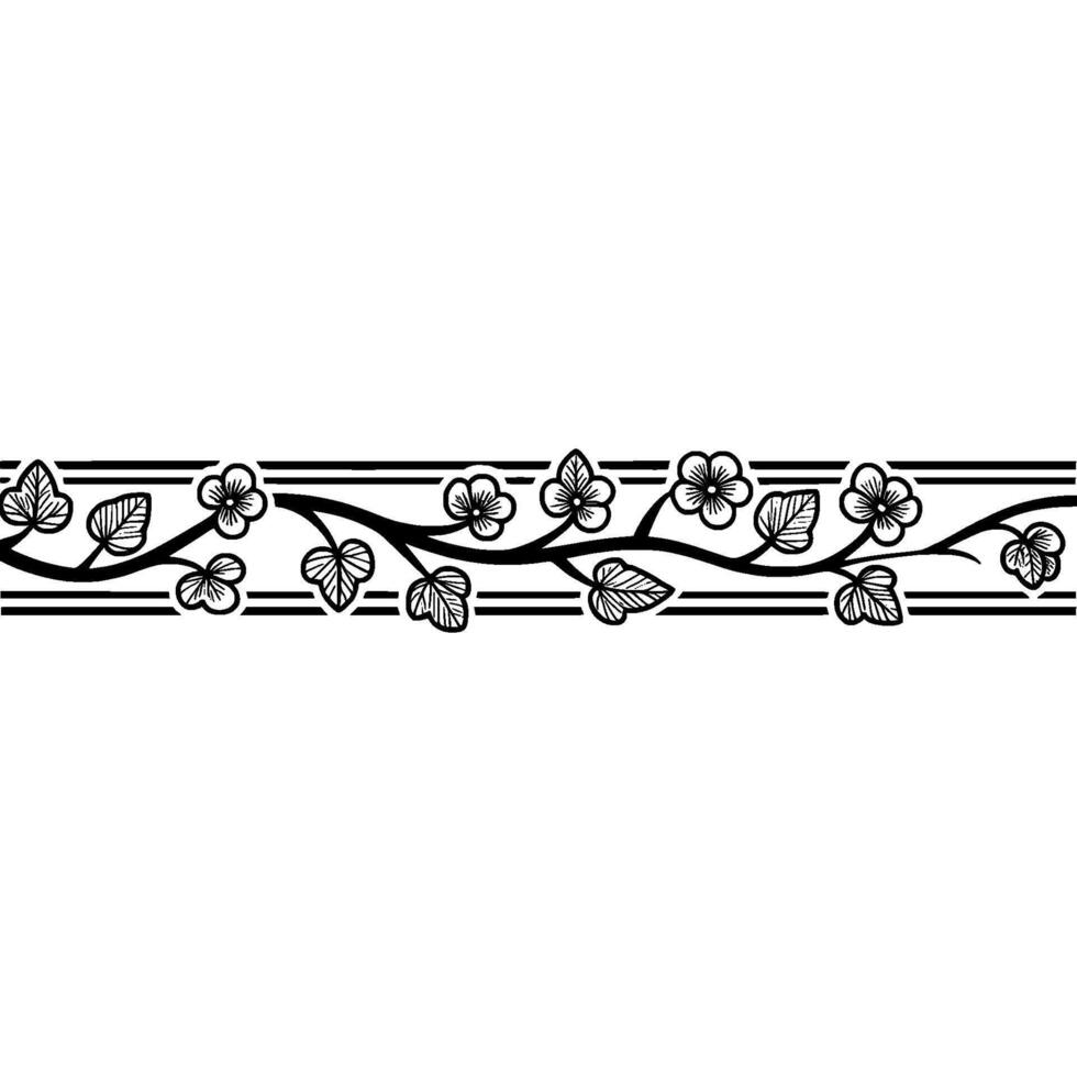 Elegant Floral Border, Art Nouveau Inspired, Line vector