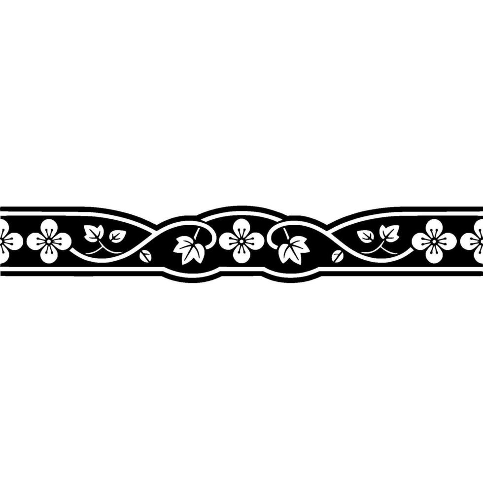 Elegant Floral Border, Japanese , Minimalist Motif, Lineart vector