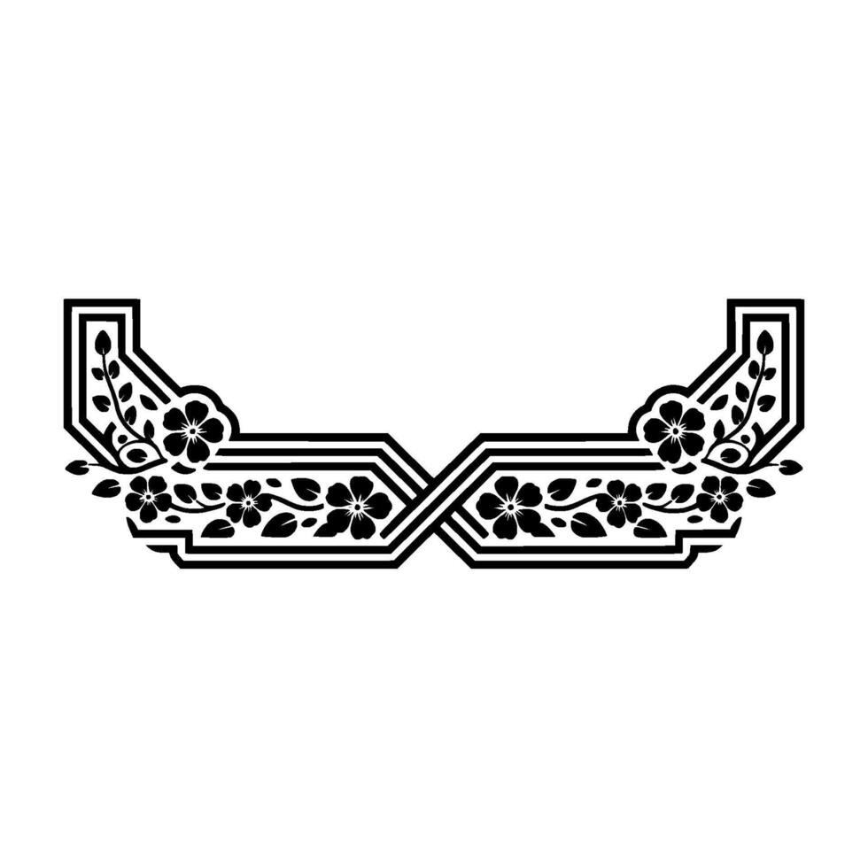 Elegant Floral Border, Japanese , Decorative Element, Art deco vector