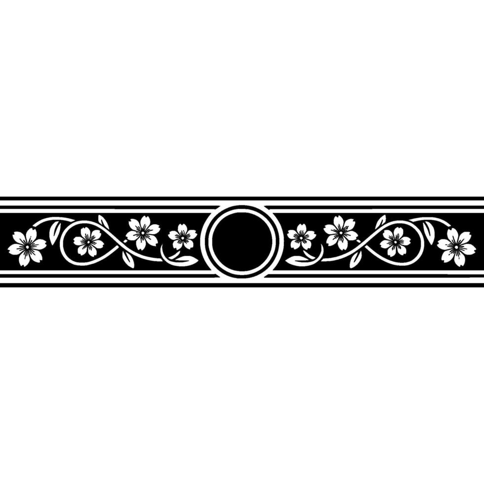 Elegant Floral Border, Vintage , Subtle Texture, Japanese vector