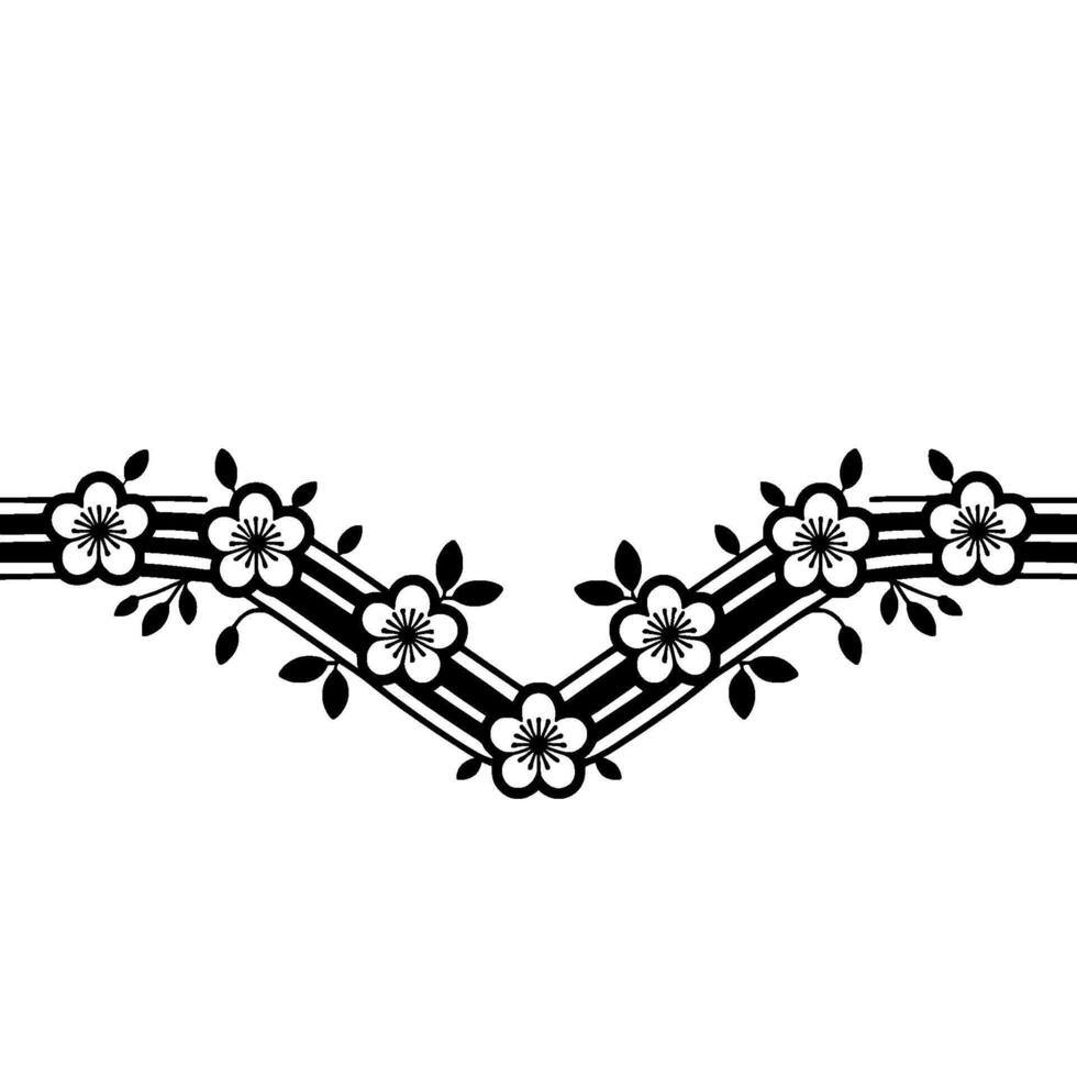Elegant Japanese Sakura Blossom Border, Minimalist vector