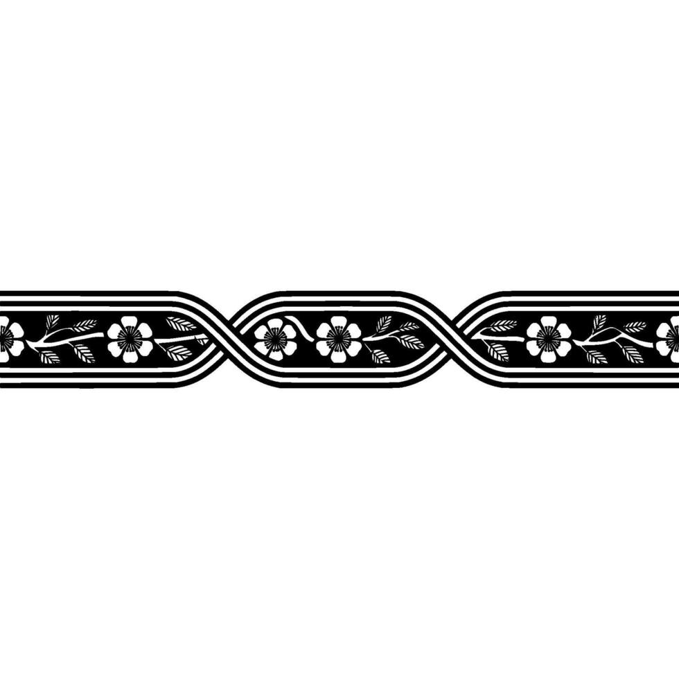 Elegant Floral Border, Japanese Motif, Minimalist vector