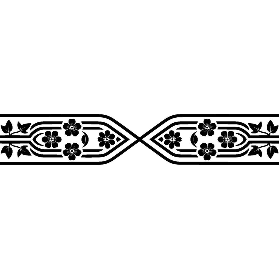 Art Deco Floral Border, Elegant Element, Textile vector