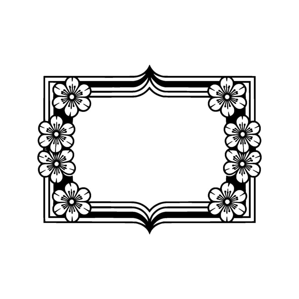 Art Deco Floral Frame Elegant Vintage, Symmetry vector