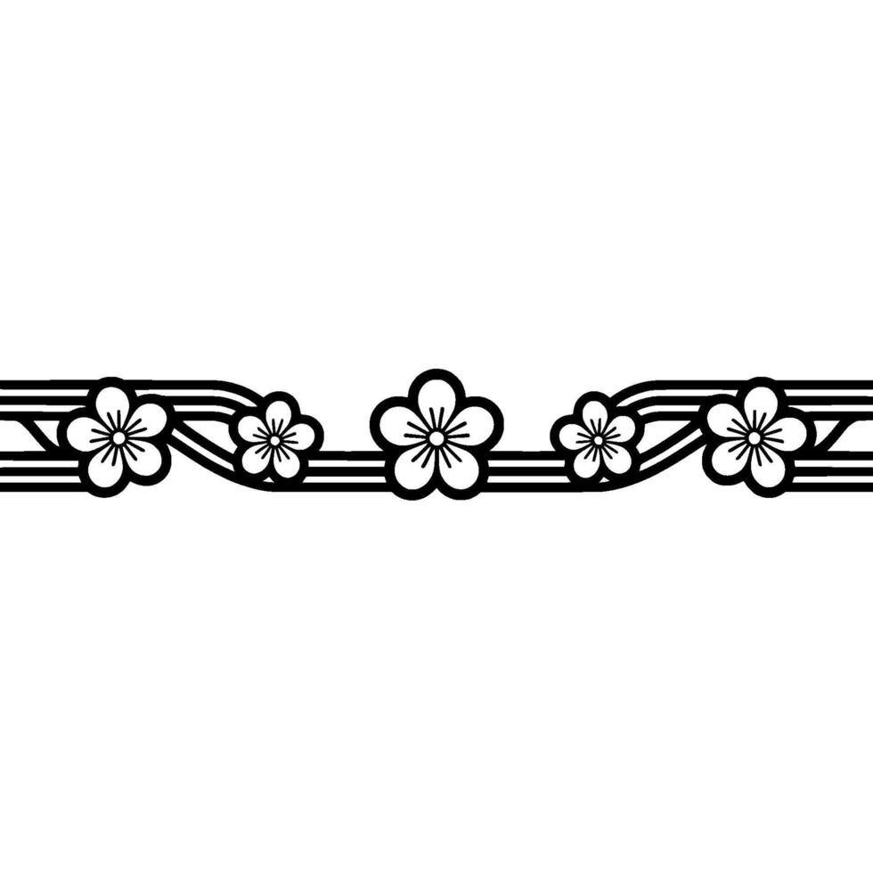 Elegant Japanese Blossom Border, Minimalist - Traditional vector
