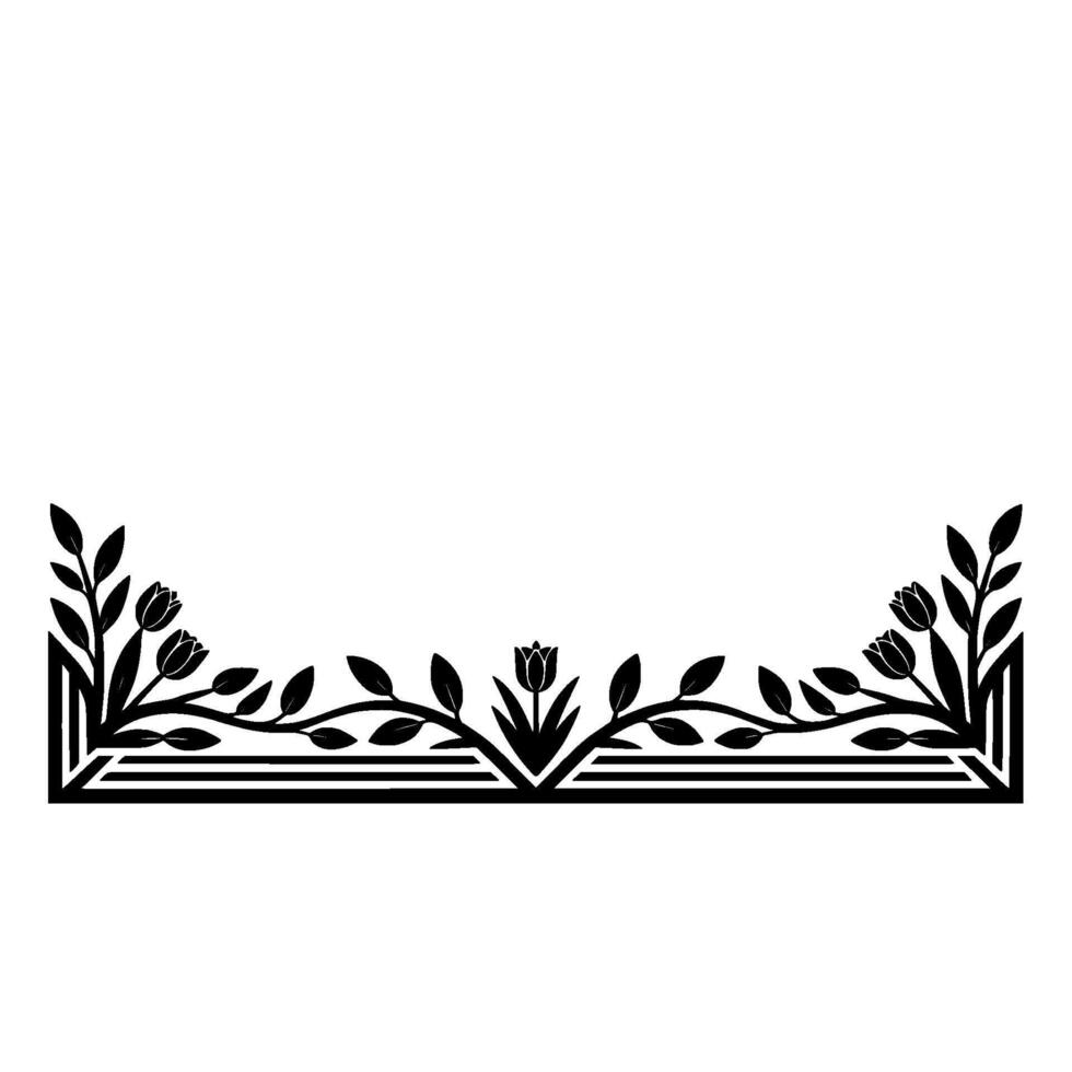 Art Deco Floral Border, Elegant Element, Foliage vector