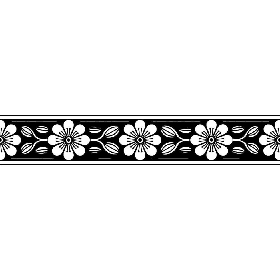 Elegant Floral Border, Vintage Style, Minimalist - Monochrome vector