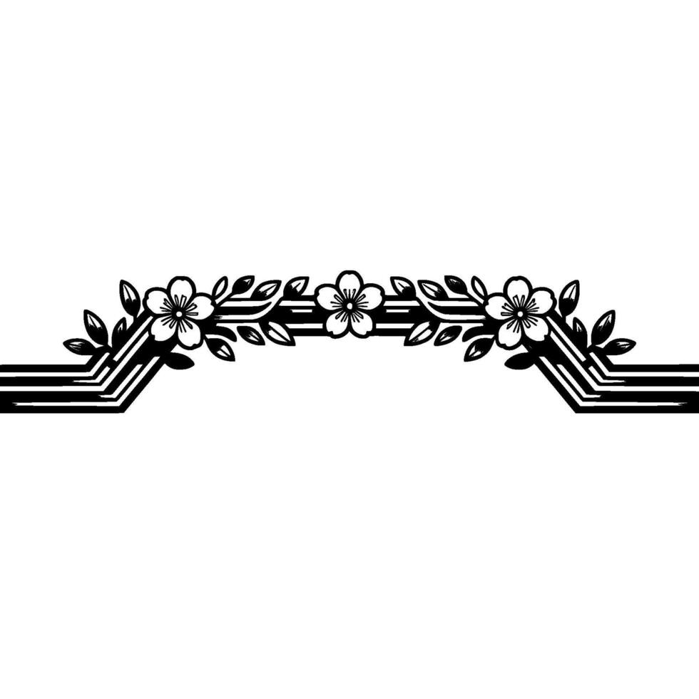 Geometric Blossom Border, Elegant Line Art vector