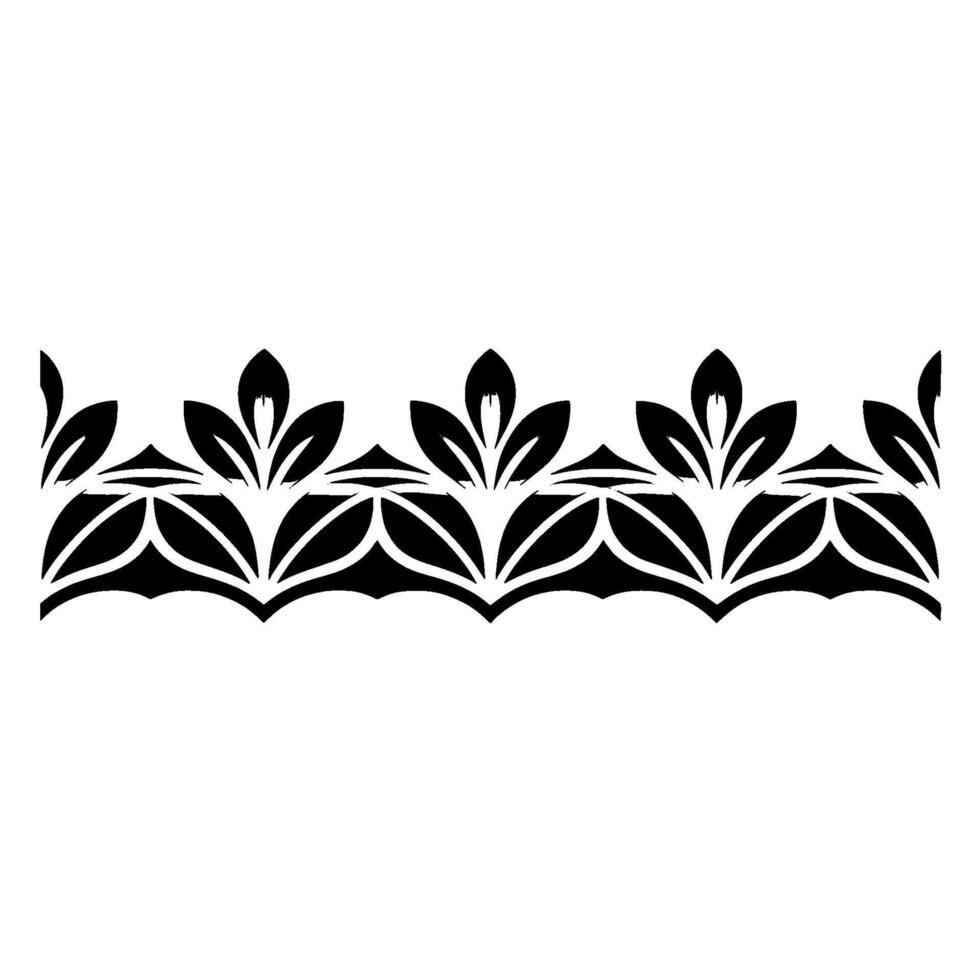 Elegant Black Floral Border, Stylized Ornamentation vector