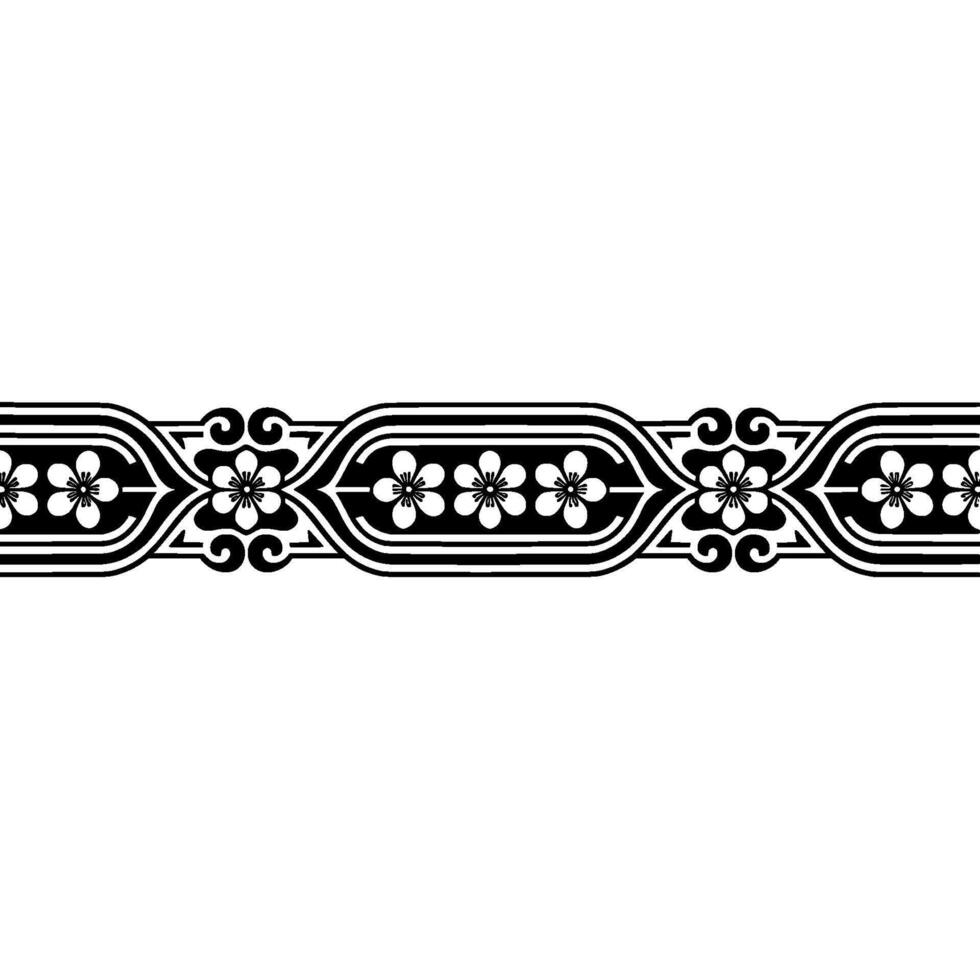 Elegant Black and White Floral Border, Vintage Style, Ornamental vector