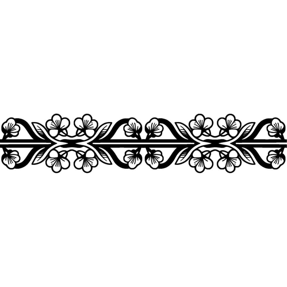 Intricate Floral Border, Elegant Line Art vector
