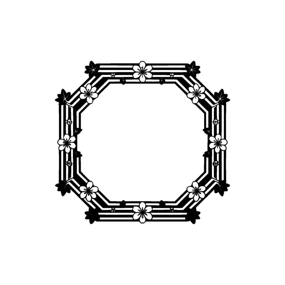 Elegant Japanese Floral Octagon Frame Minimalist vector