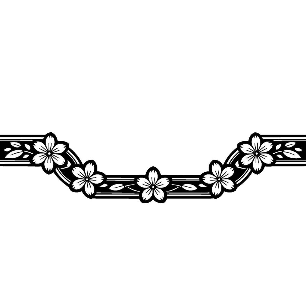 Elegant Japanese Sakura Border, Vintage - Floral vector