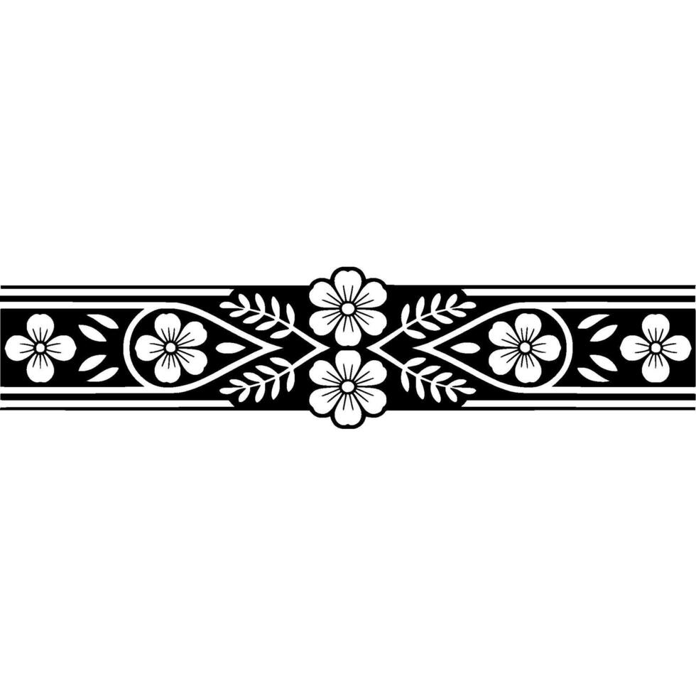 Intricate Floral Border, Japanese Motifs, Decorative Element vector