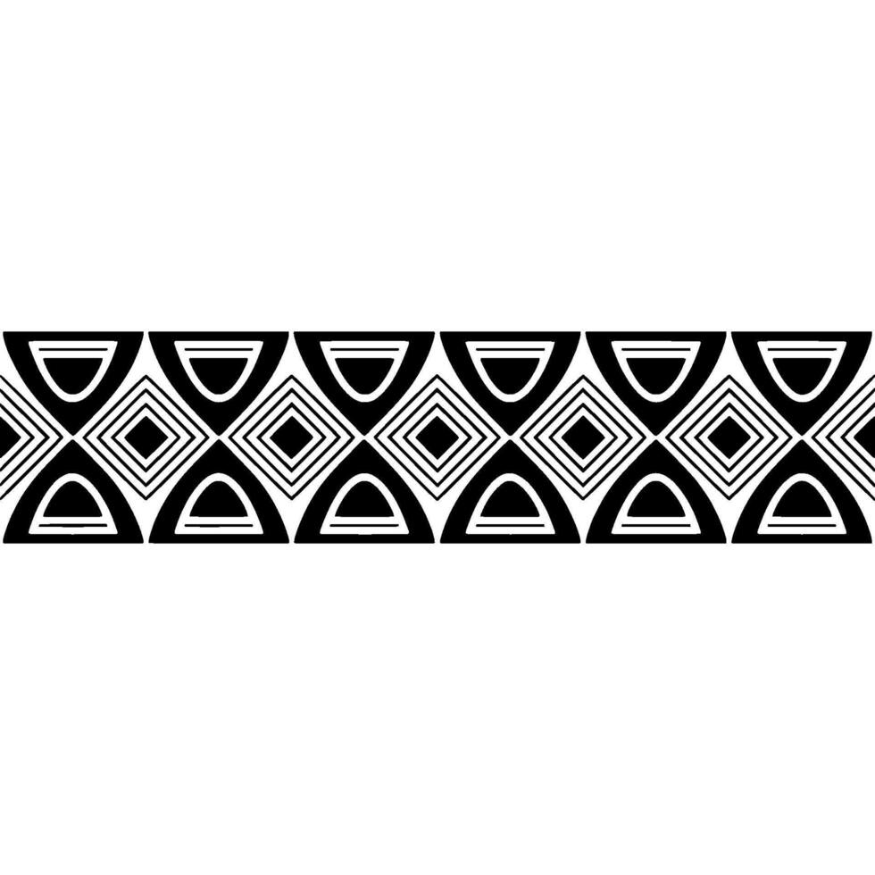 Geometric Deco Border, Stylized Black White Pattern - Triangles vector