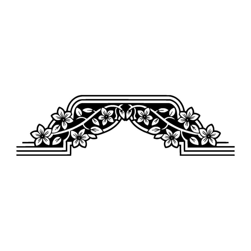 Elegant Floral Arch Vintage Decorative Border, Lineart vector