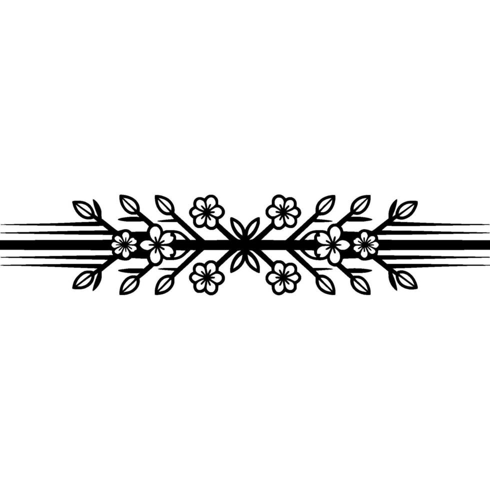 Delicate Sakura Branch Border, Minimalist Floral vector