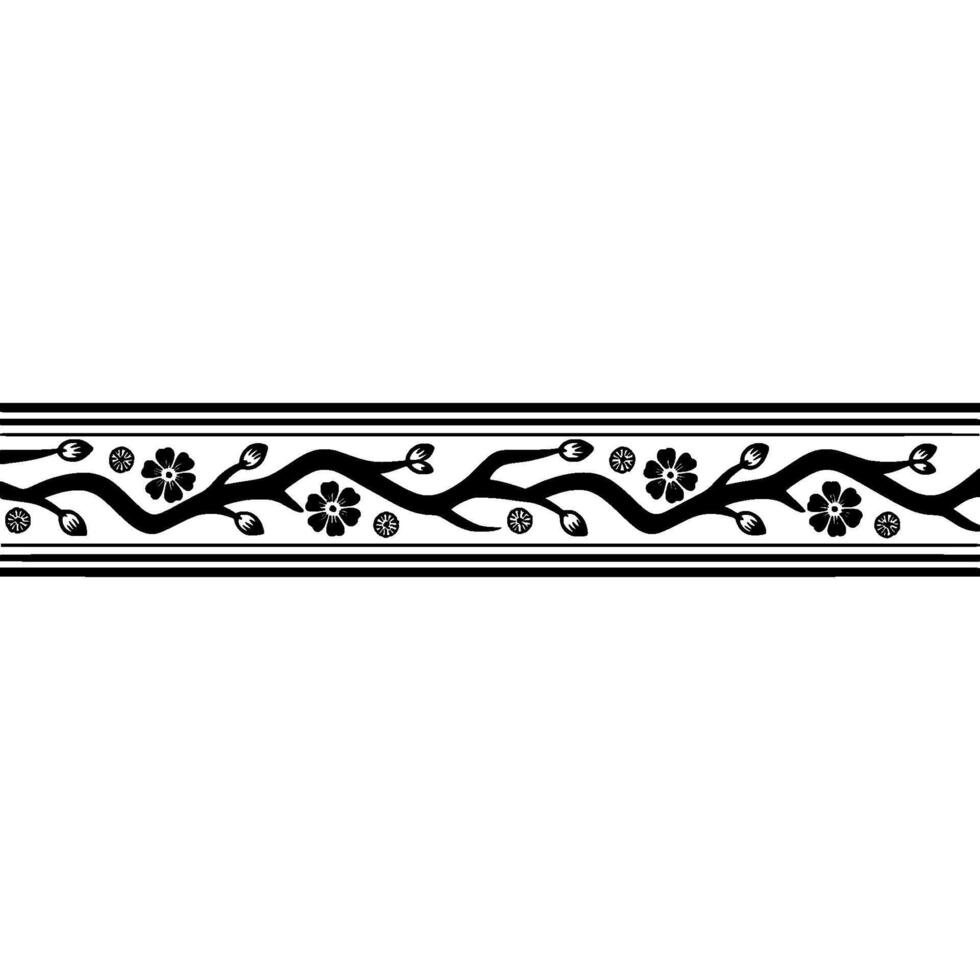 Elegant Black Floral Border, Minimalist, Line vector