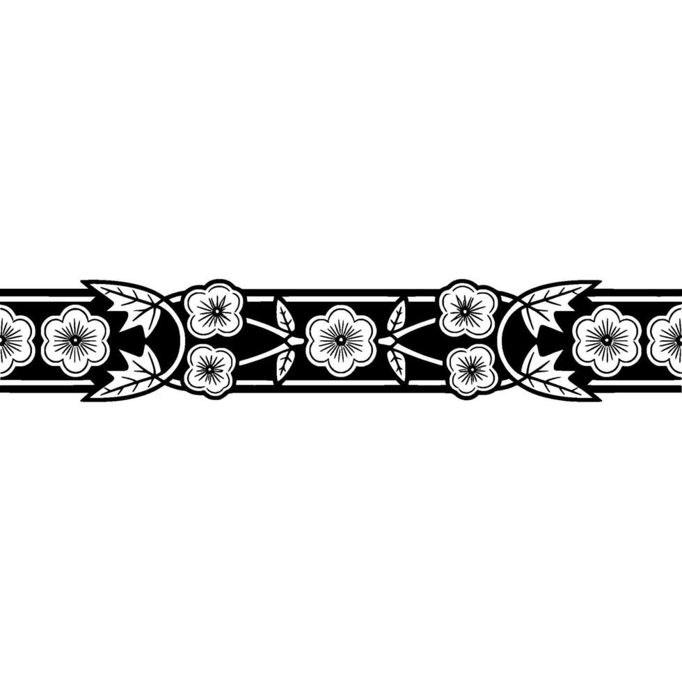 Elegant Japanese Blossom Border, Vintage, Pattern vector