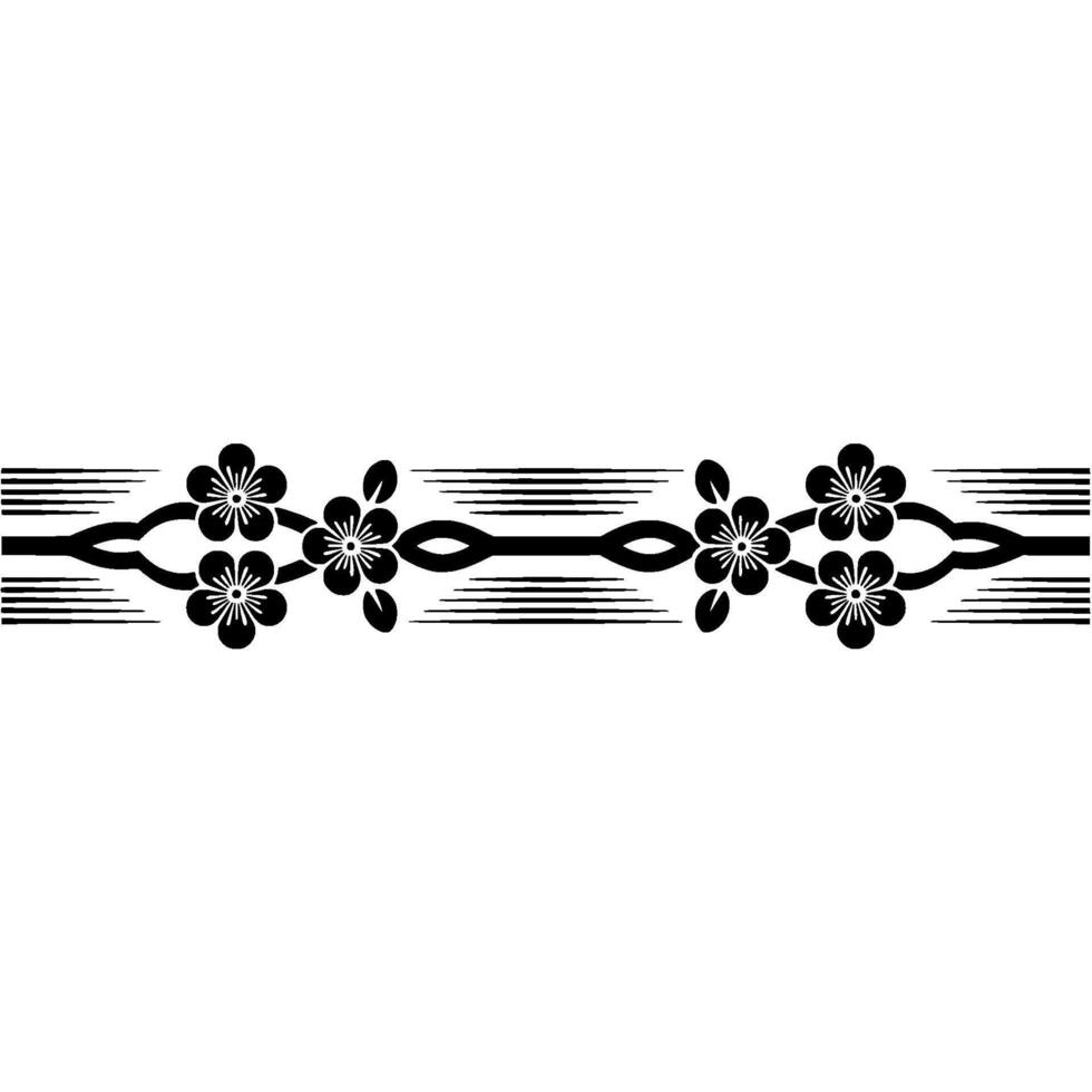 Elegant Floral Border, Minimalist , Japanese Influence - Blossom vector