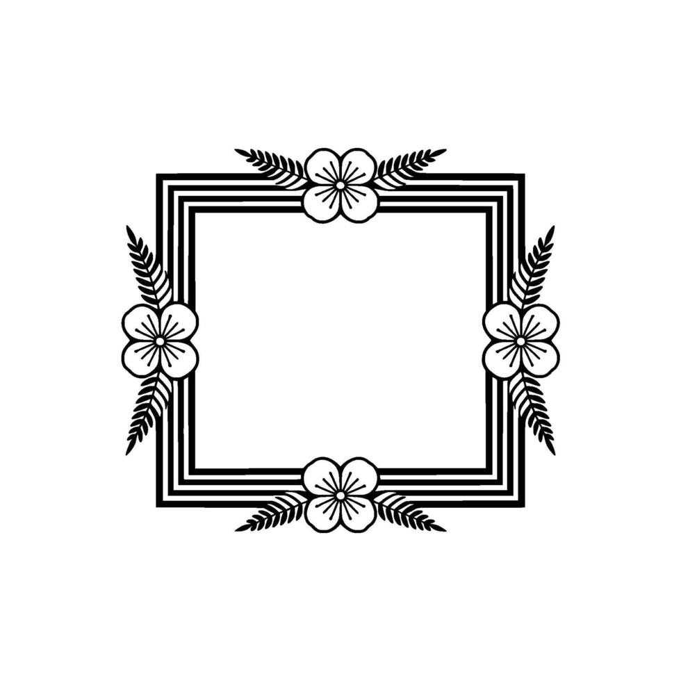 Elegant Floral Frame, Minimalist , Decorative Border - Botanical vector