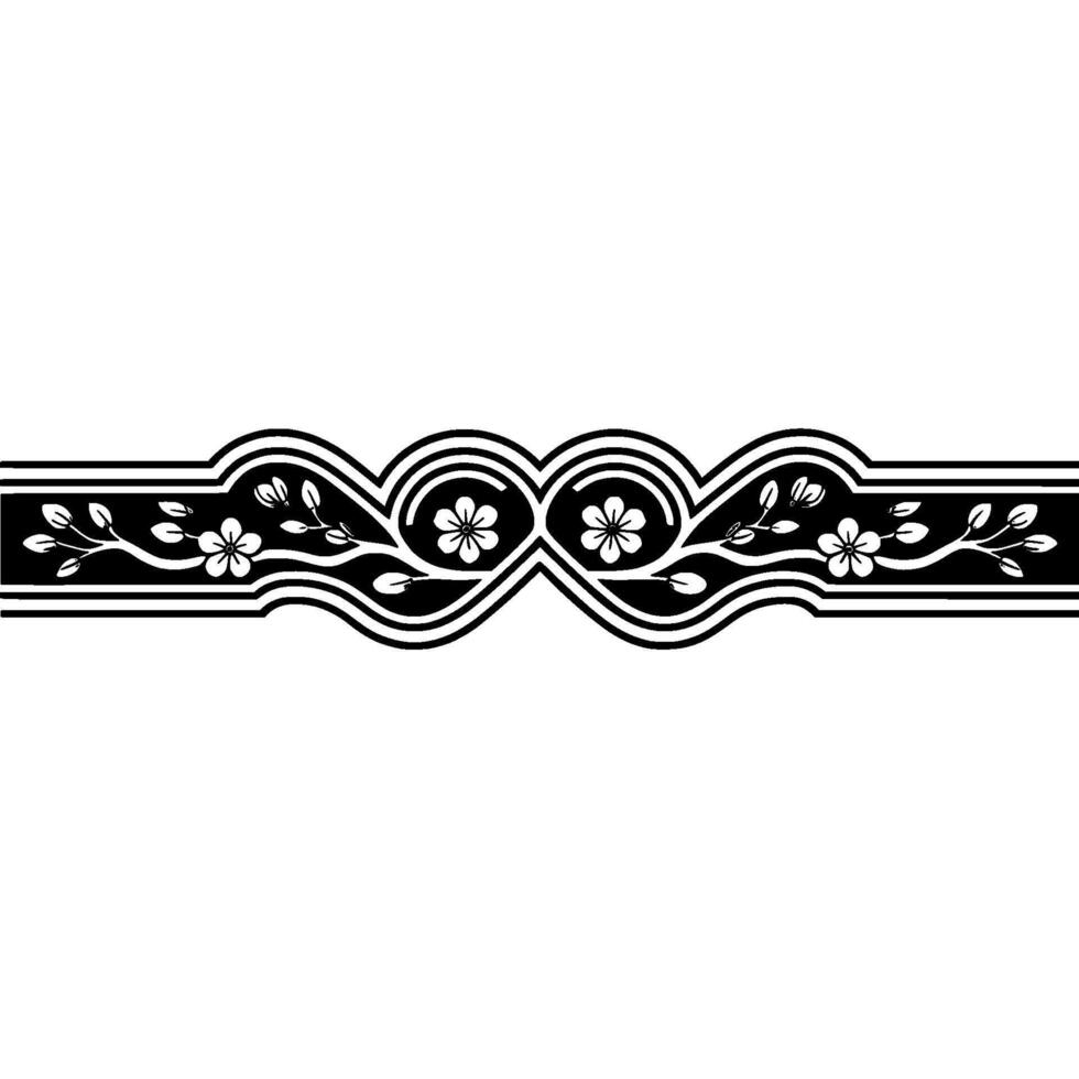 Elegant Sakura Border, Japanese , Vintage Motif vector