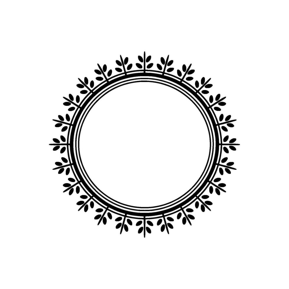 Elegant Botanical Circle Frame, Vintage vector