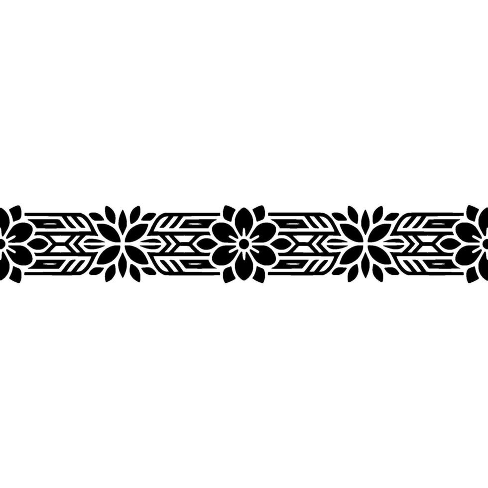 Geometric Floral Border, Art Deco Style, Linear vector