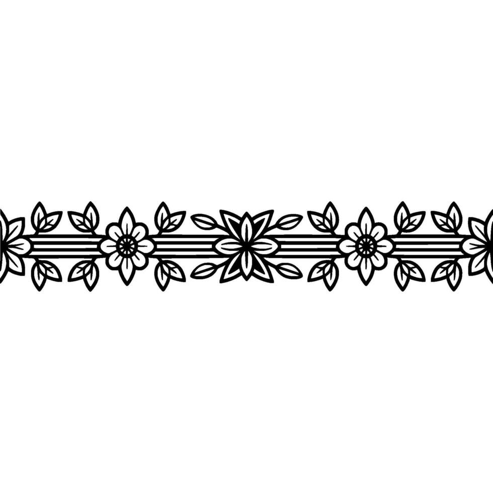 Elegant Floral Border, Minimalist , Decorative Element - Lineart vector