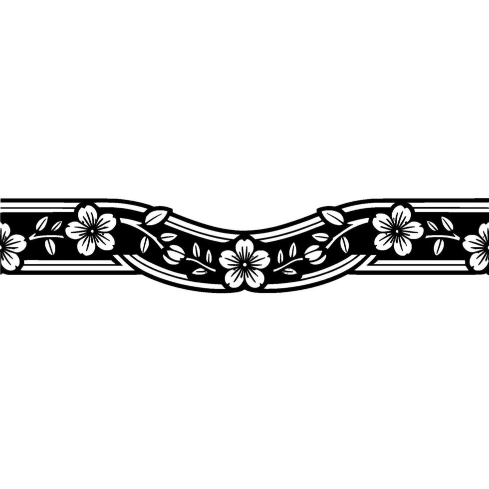Elegant Floral Border, Art Deco Style, Blossom vector