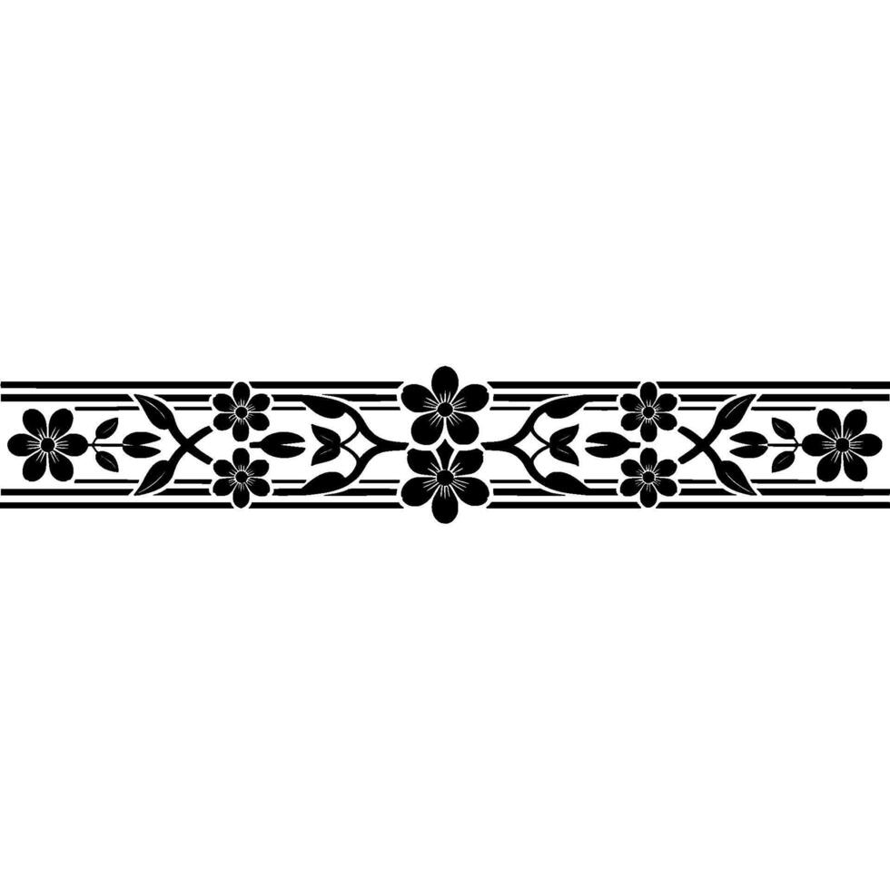 Elegant Floral Border, Japanese-Inspired, Vintage vector